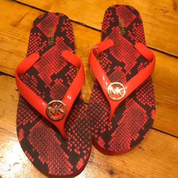 michael kors red flip flops